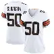 ＃50 Women's Rex Sunahara White Game Cleveland Browns Jersey