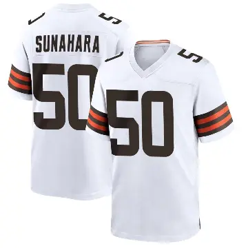 ＃50 Youth Rex Sunahara White Game Cleveland Browns Jersey