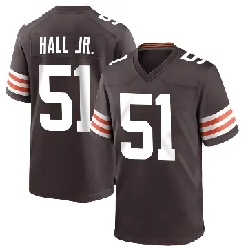 ＃51 Men's Mike Hall Jr. Brown Game Cleveland Browns Team Color Jersey