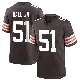 ＃51 Men's Mike Hall Jr. Brown Game Cleveland Browns Team Color Jersey