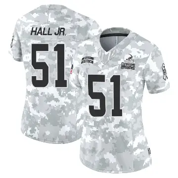 ＃51 Women's Mike Hall Jr. Arctic Camo Limited Cleveland Browns 2024 Salute to Service Jersey
