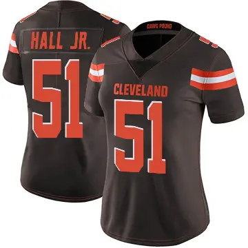 ＃51 Women's Mike Hall Jr. Brown Limited Cleveland Browns Team Color Vapor Untouchable Jersey