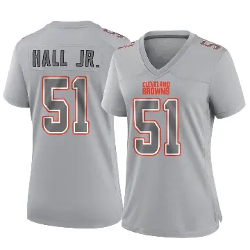 ＃51 Women's Mike Hall Jr. Gray Game Cleveland Browns Atmosphere Fashion Jersey