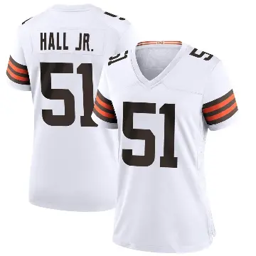 ＃51 Women's Mike Hall Jr. White Game Cleveland Browns Jersey