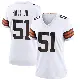 ＃51 Women's Mike Hall Jr. White Game Cleveland Browns Jersey
