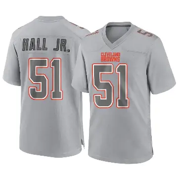 ＃51 Youth Mike Hall Jr. Gray Game Cleveland Browns Atmosphere Fashion Jersey
