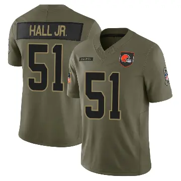 ＃51 Youth Mike Hall Jr. Olive Limited Cleveland Browns 2025 Salute to Service Jersey
