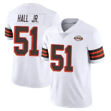 ＃51 Youth Mike Hall Jr. White Limited Cleveland Browns Vapor 1946 Collection Alternate Jersey