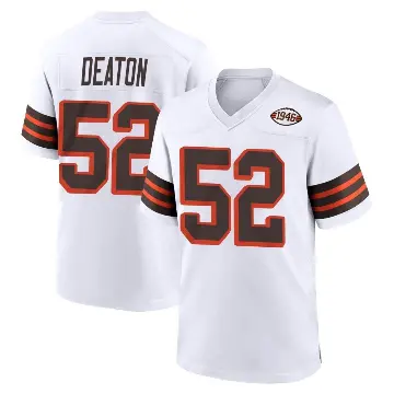 ＃52 Men's Dawson Deaton White Game Cleveland Browns 1946 Collection Alternate Jersey