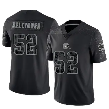 ＃52 Men's Garrett Dellinger Black Limited Cleveland Browns Reflective Jersey