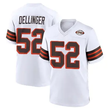 ＃52 Men's Garrett Dellinger White Game Cleveland Browns 1946 Collection Alternate Jersey