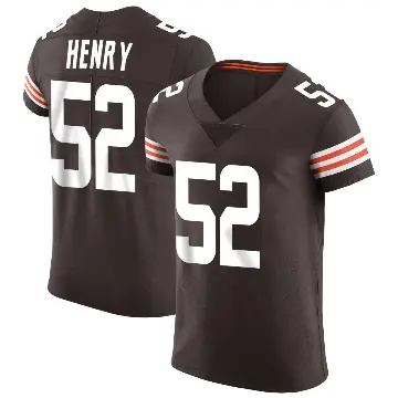 ＃52 Men's KJ Henry Brown Elite Cleveland Browns Vapor Jersey