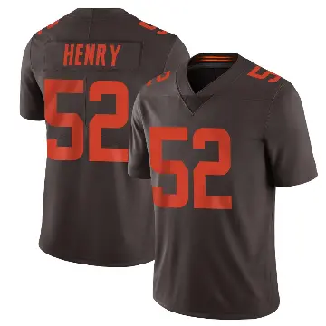 ＃52 Men's KJ Henry Brown Limited Cleveland Browns Vapor Alternate Jersey