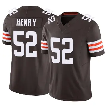 ＃52 Men's KJ Henry Brown Limited Cleveland Browns Vapor F.U.S.E. Jersey