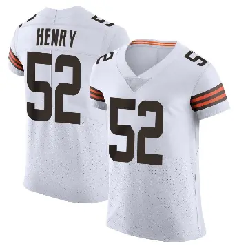 ＃52 Men's KJ Henry White Elite Cleveland Browns Vapor Jersey