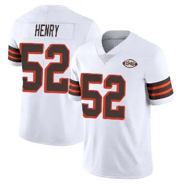 ＃52 Men's KJ Henry White Limited Cleveland Browns Vapor 1946 Collection Alternate Jersey
