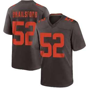 ＃52 Men's Parker Brailsford Brown Game Cleveland Browns Alternate Jersey