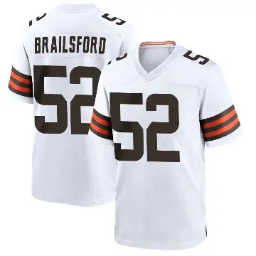 ＃52 Men's Parker Brailsford White Game Cleveland Browns Jersey