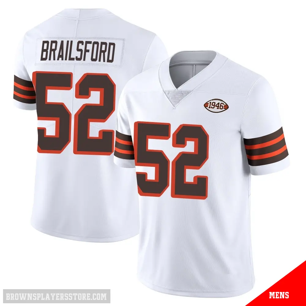 ＃52 Men's Parker Brailsford White Limited Cleveland Browns Vapor 1946 Collection Alternate Jersey