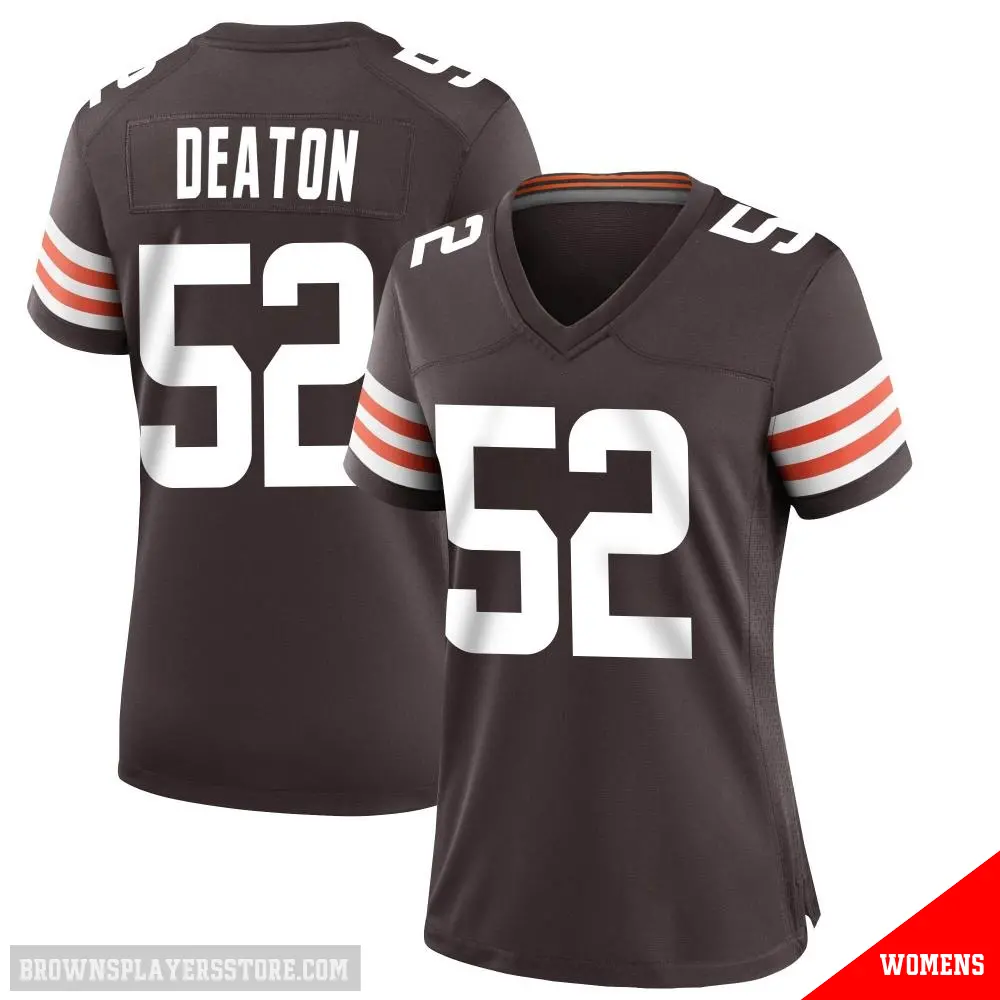 ＃52 Women's Dawson Deaton Brown Game Cleveland Browns Team Color Jersey