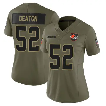 ＃52 Women's Dawson Deaton Olive Limited Cleveland Browns 2025 Salute to Service Jersey