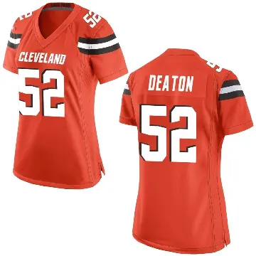 ＃52 Women's Dawson Deaton Orange Game Cleveland Browns Alternate Jersey