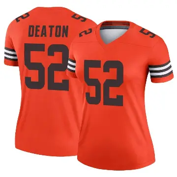 ＃52 Women's Dawson Deaton Orange Legend Cleveland Browns Inverted Jersey