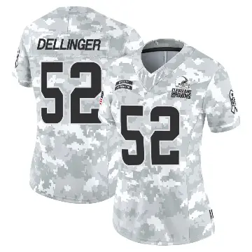 ＃52 Women's Garrett Dellinger Arctic Camo Limited Cleveland Browns 2024 Salute to Service Jersey