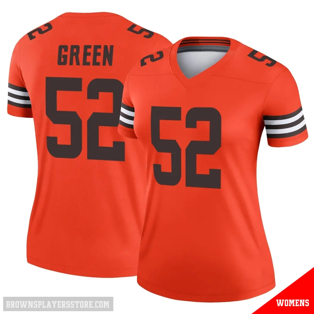 ＃52 Women's Kendrick Green Orange Legend Cleveland Browns Inverted Jersey