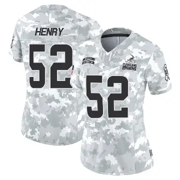 ＃52 Women's KJ Henry Arctic Camo Limited Cleveland Browns 2024 Salute to Service Jersey