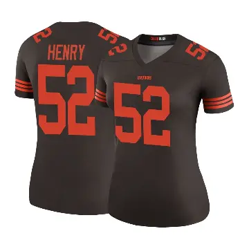＃52 Women's KJ Henry Brown Legend Cleveland Browns Color Rush Jersey