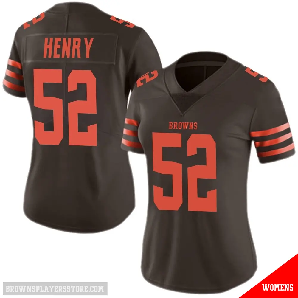 ＃52 Women's KJ Henry Brown Limited Cleveland Browns Color Rush Jersey