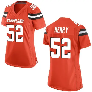 ＃52 Women's KJ Henry Orange Game Cleveland Browns Alternate Jersey