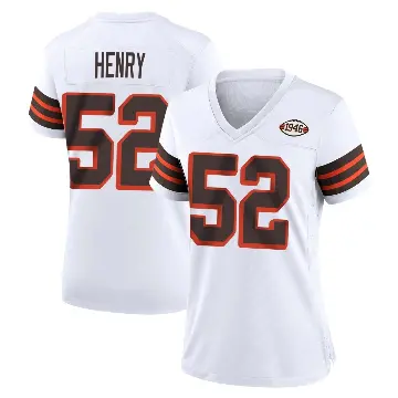 ＃52 Women's KJ Henry White Game Cleveland Browns 1946 Collection Alternate Jersey
