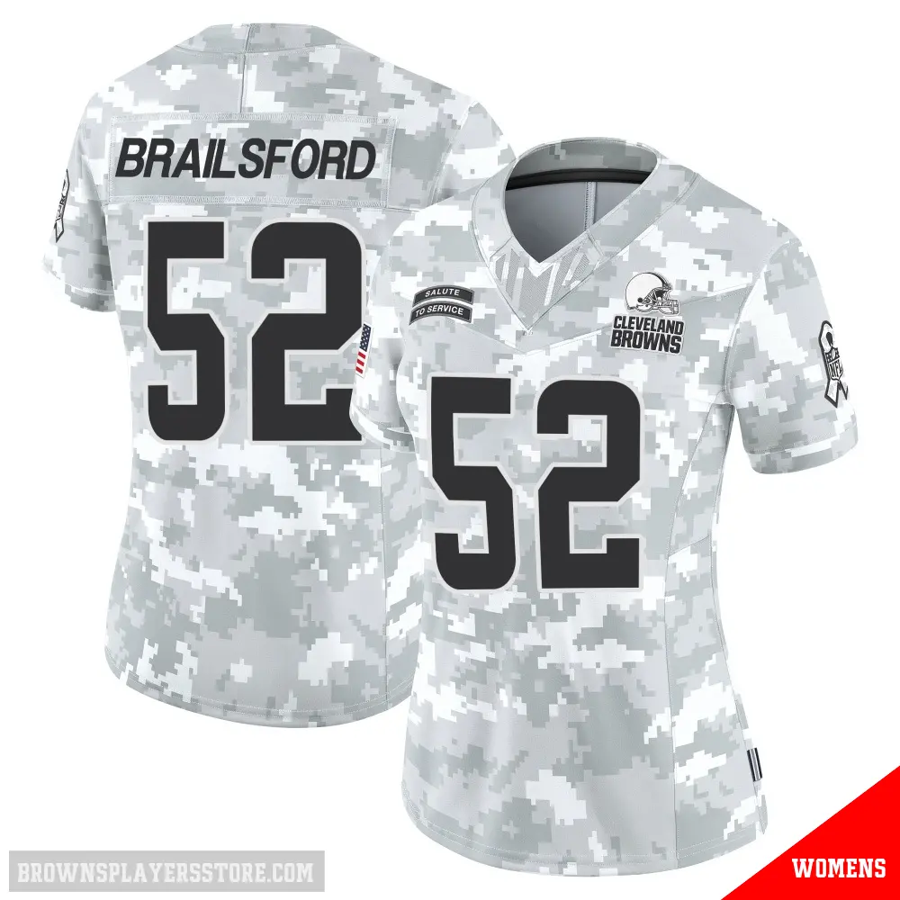 ＃52 Women's Parker Brailsford Arctic Camo Limited Cleveland Browns 2024 Salute to Service Jersey