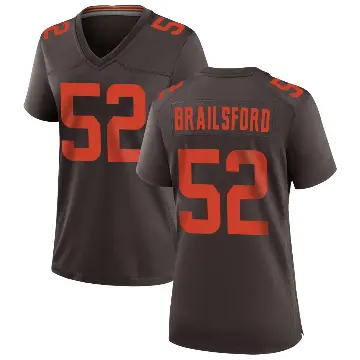 ＃52 Women's Parker Brailsford Brown Game Cleveland Browns Alternate Jersey
