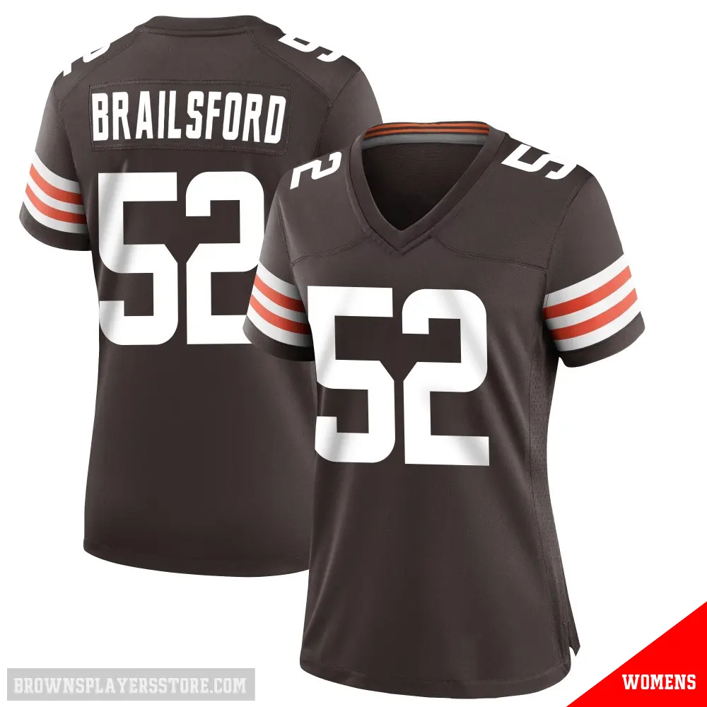 ＃52 Women's Parker Brailsford Brown Game Cleveland Browns Team Color Jersey