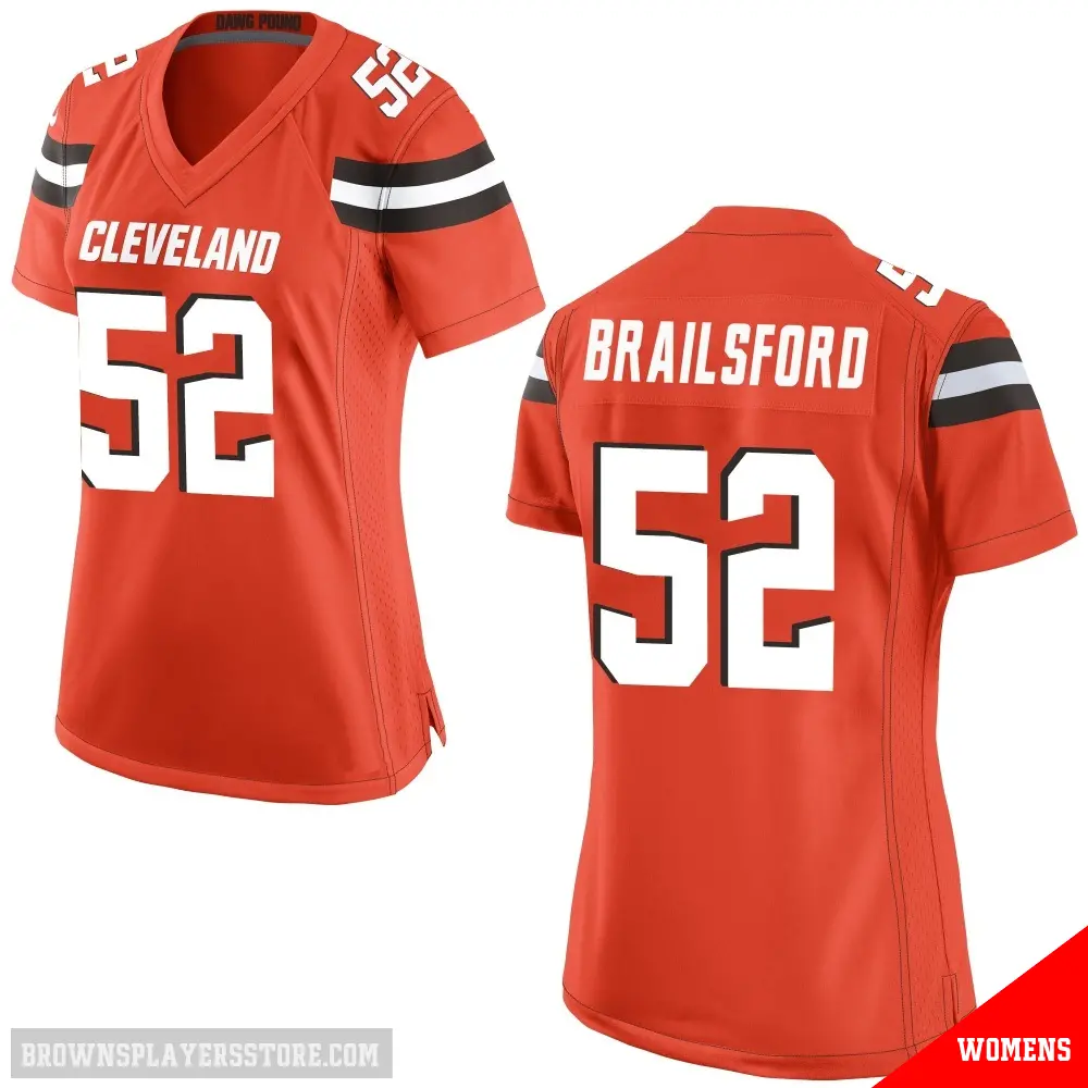 ＃52 Women's Parker Brailsford Orange Game Cleveland Browns Alternate Jersey