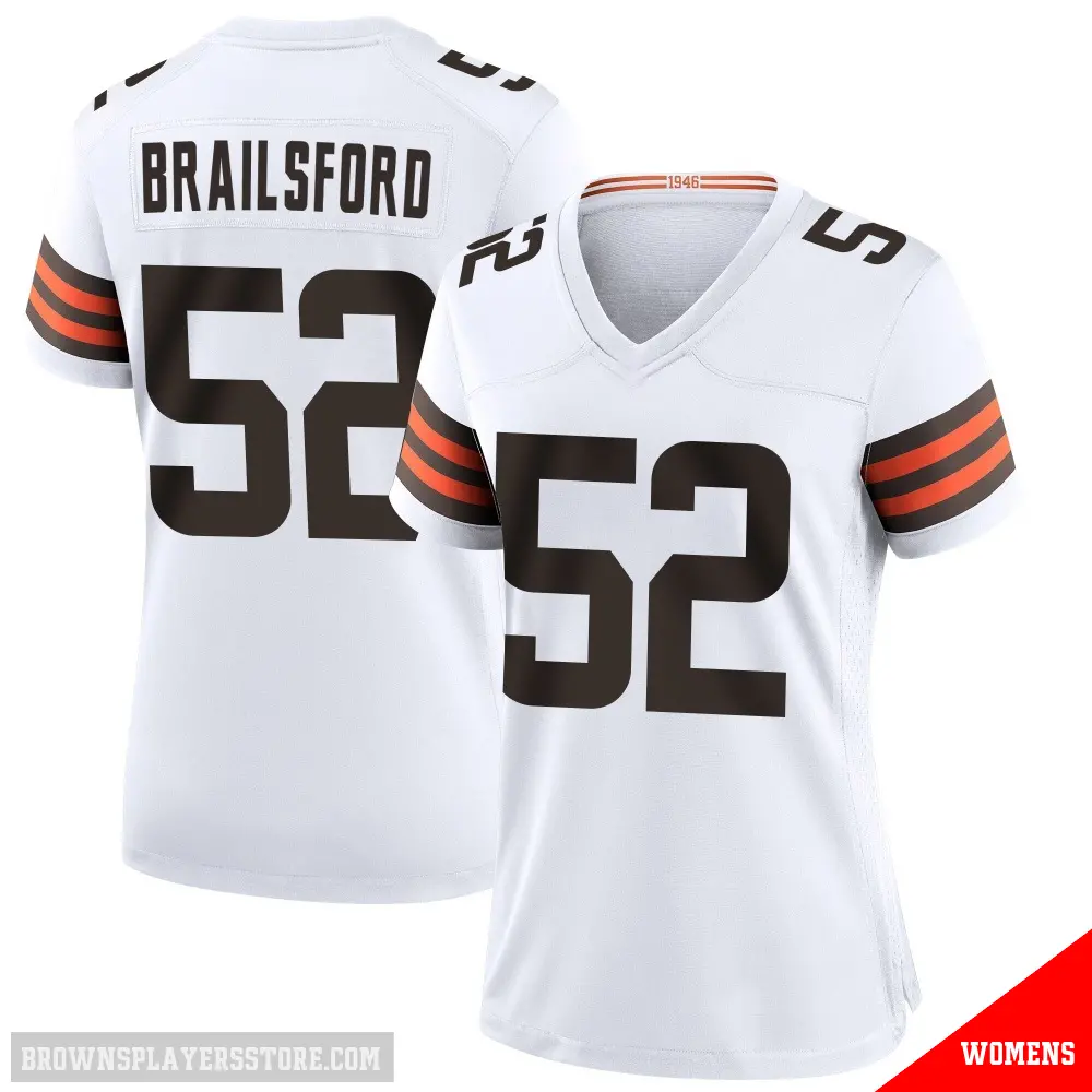 ＃52 Women's Parker Brailsford White Game Cleveland Browns Jersey