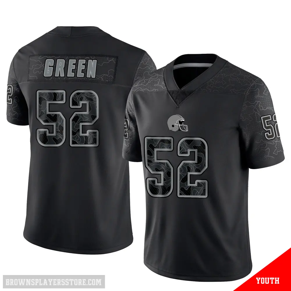 ＃52 Youth Kendrick Green Black Limited Cleveland Browns Reflective Jersey