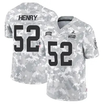 ＃52 Youth KJ Henry Arctic Camo Limited Cleveland Browns 2024 Salute to Service Jersey