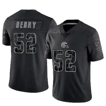 ＃52 Youth KJ Henry Black Limited Cleveland Browns Reflective Jersey