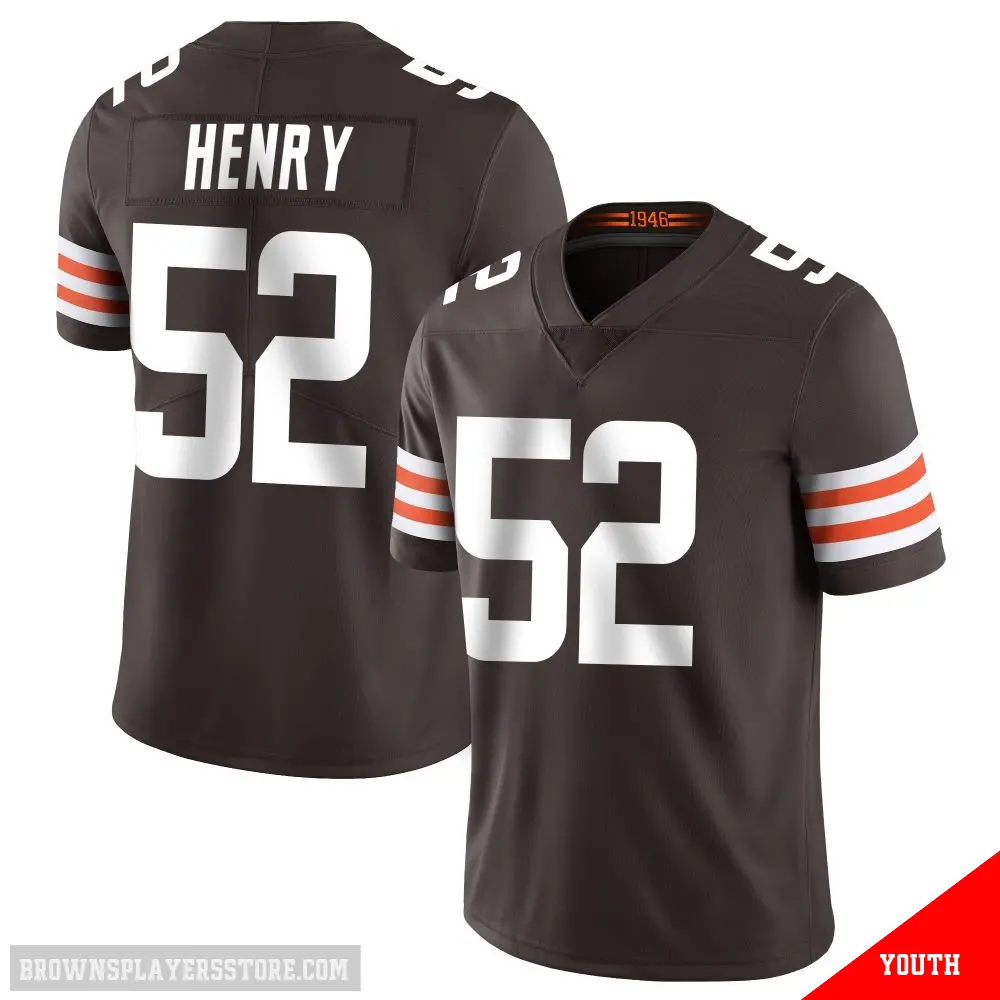 ＃52 Youth KJ Henry Brown Limited Cleveland Browns Team Color Vapor Untouchable Jersey