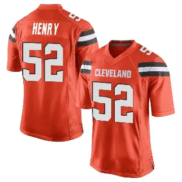 ＃52 Youth KJ Henry Orange Game Cleveland Browns Alternate Jersey