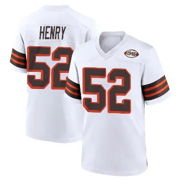 ＃52 Youth KJ Henry White Game Cleveland Browns 1946 Collection Alternate Jersey
