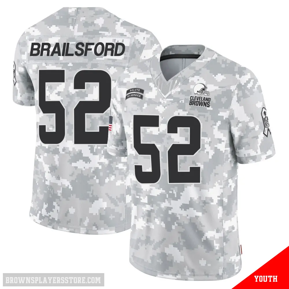 ＃52 Youth Parker Brailsford Arctic Camo Limited Cleveland Browns 2024 Salute to Service Jersey
