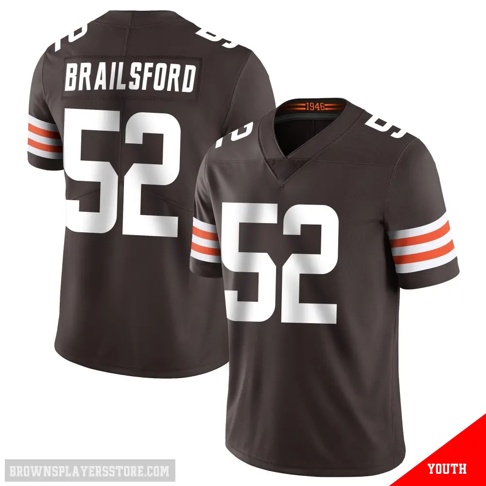 ＃52 Youth Parker Brailsford Brown Limited Cleveland Browns Team Color Vapor Untouchable Jersey