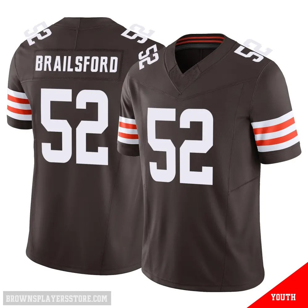 ＃52 Youth Parker Brailsford Brown Limited Cleveland Browns Vapor F.U.S.E. Jersey