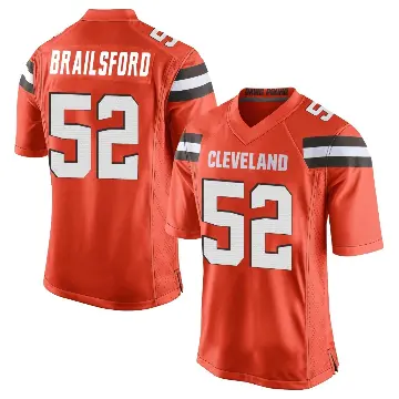 ＃52 Youth Parker Brailsford Orange Game Cleveland Browns Alternate Jersey