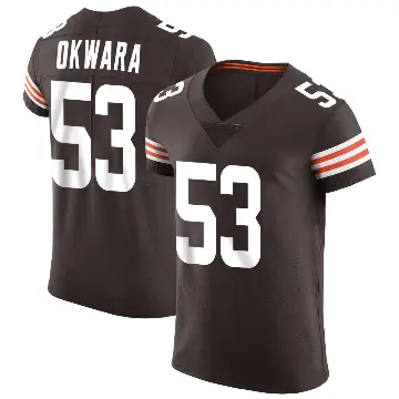 ＃53 Men's Julian Okwara Brown Elite Cleveland Browns Vapor Jersey